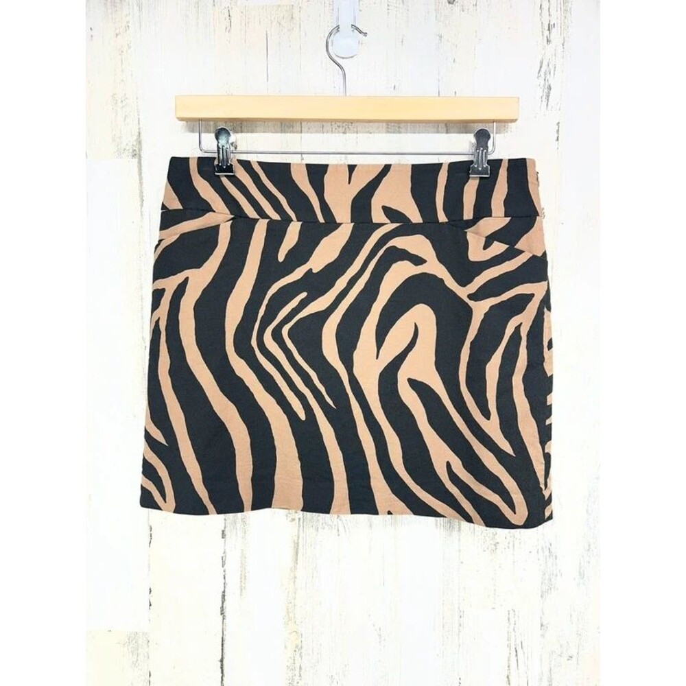 Loft Brown Black Zebra Stripe Skirt Womens 12